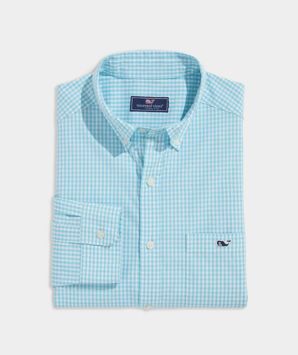 Stretch Poplin Gingham Shirt