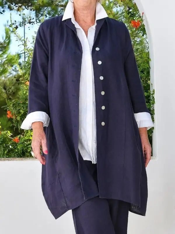 Casual Button-Down Cardigan And Pants Set