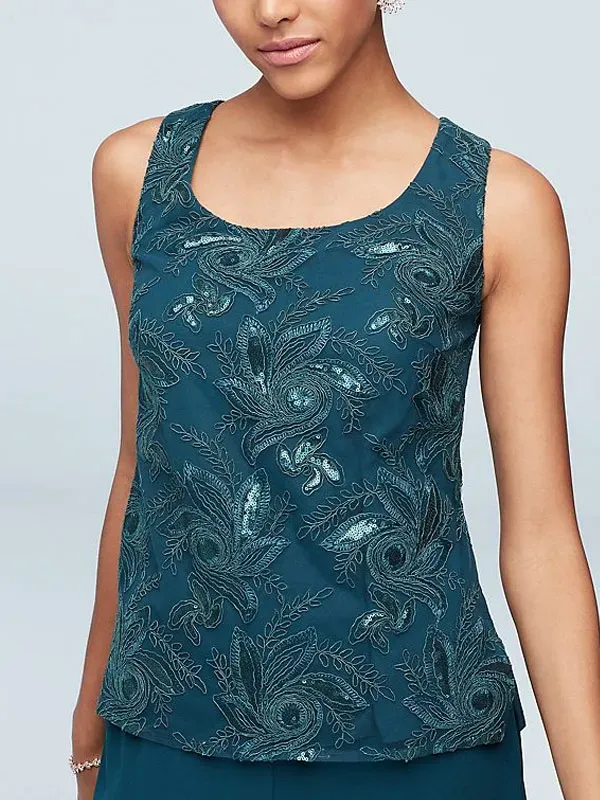 Elegant wedding chiffon sequin jacket cardigan women's three-piece set