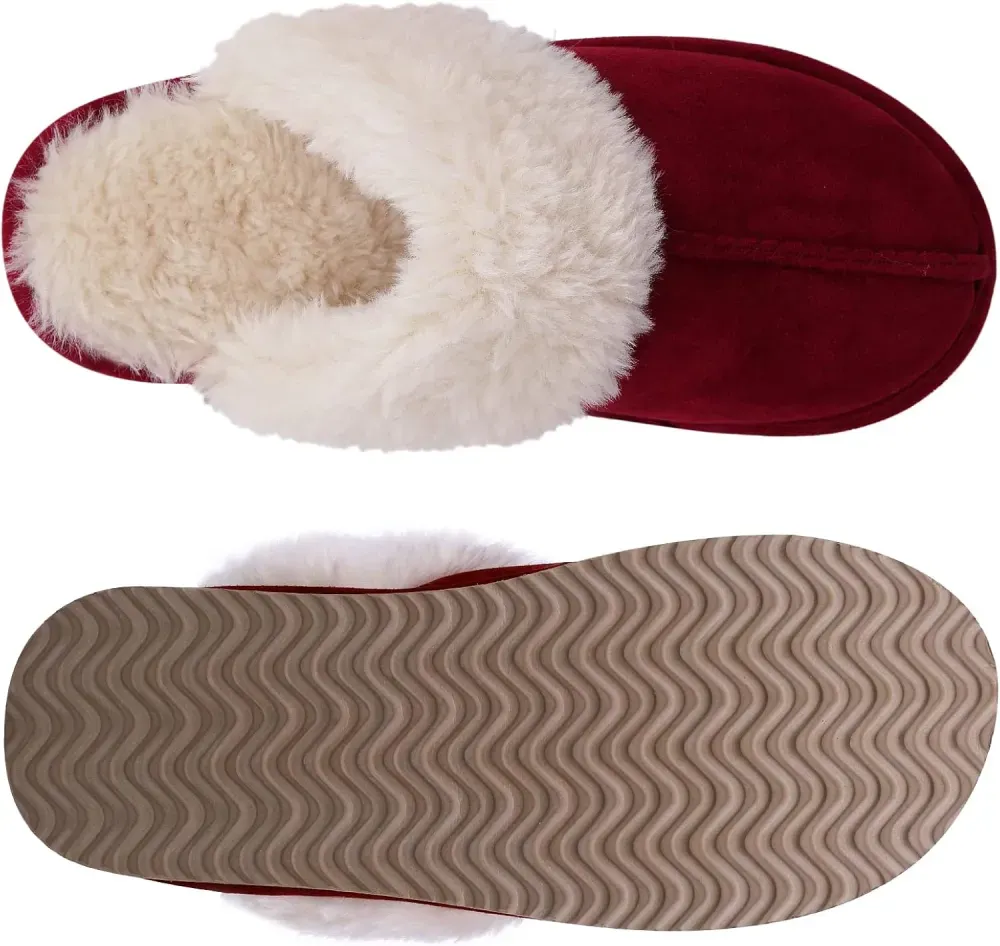 Women's Fuzzy Memory Foam Slippers Fluffy Winter House Shoes Indoor and Outdoor