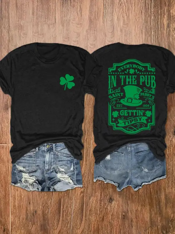 Women's Everbody In The Pub Saint Paddy's Gettin' Tipsy Short Sleeve T-Shirt