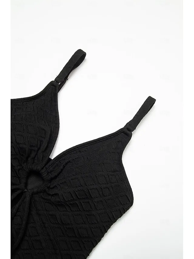 Triangle V Neck Drawstring Swimsuit