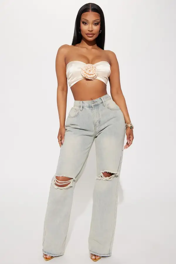 Send Me Roses Satin Top - Champagne