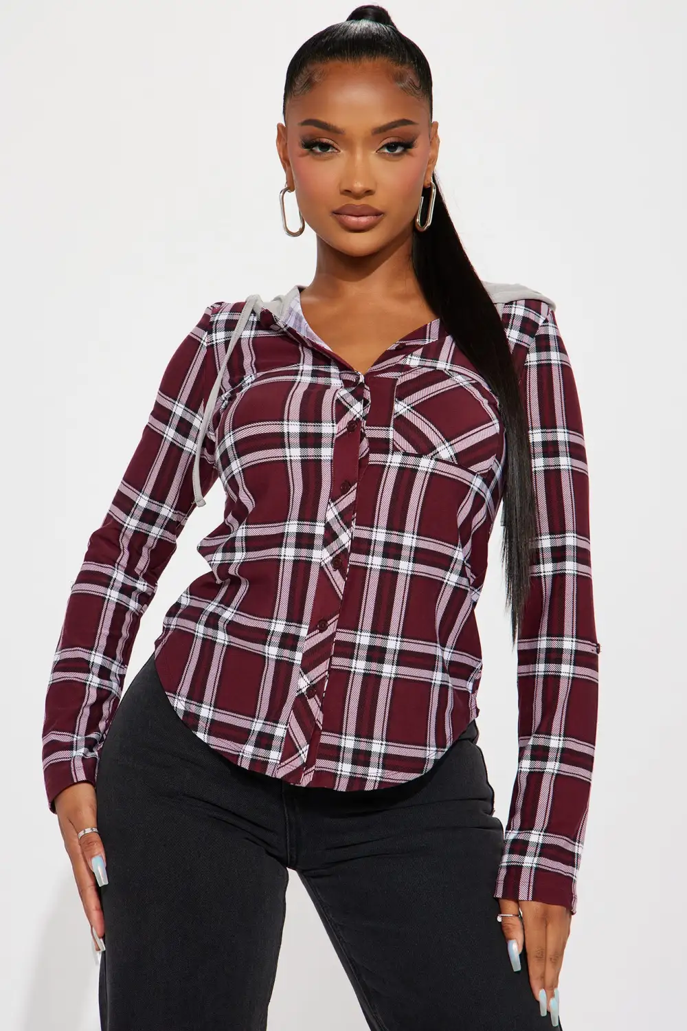 Make No Mistake Plaid Top - Wine/combo