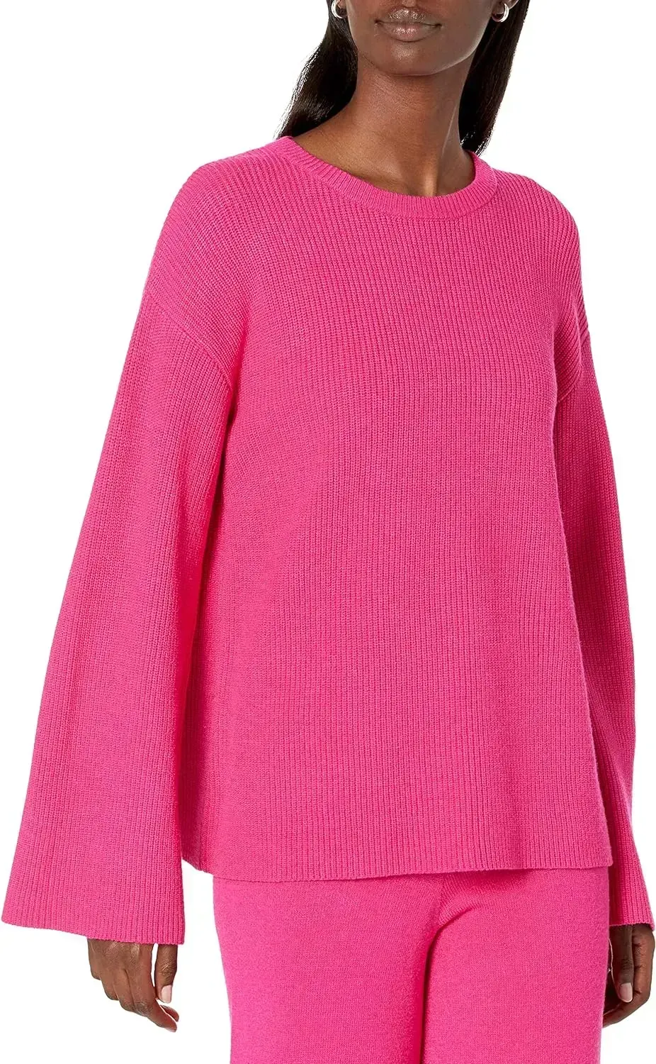 Women's Alice Crewneck Back-Slit Ribbed Pullover Sweater