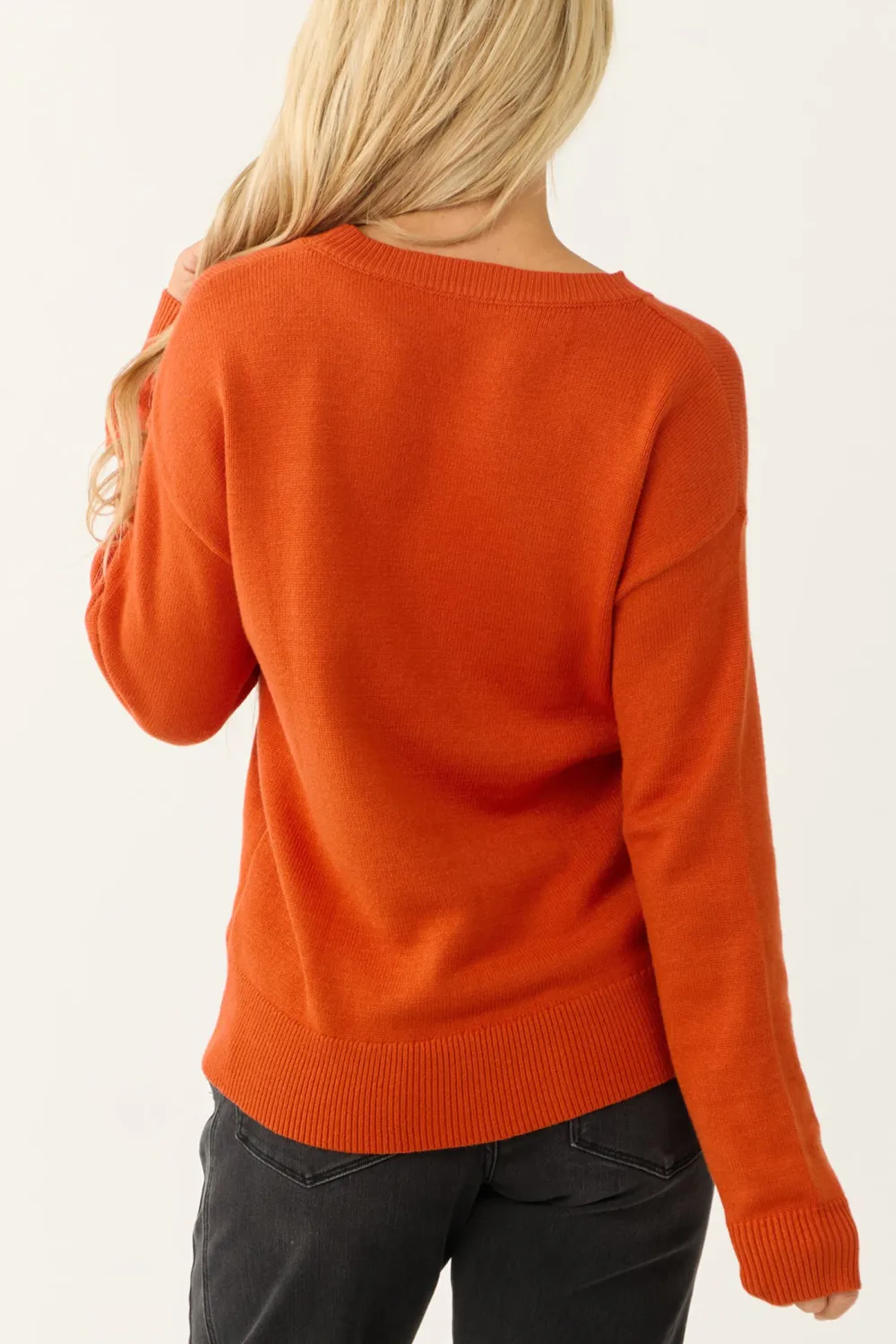 Fire Graphic Drop Shoulder Knit Sweater