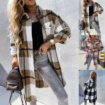 Fashion Temperament Plaid Shirt Jacket