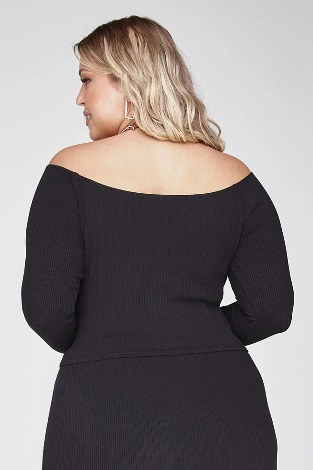 Off The Shoulder Rib Knit Top
