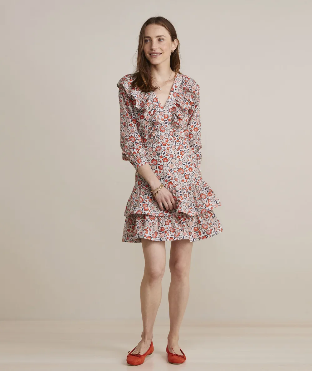 Ivy League Floral Ruffle Dress