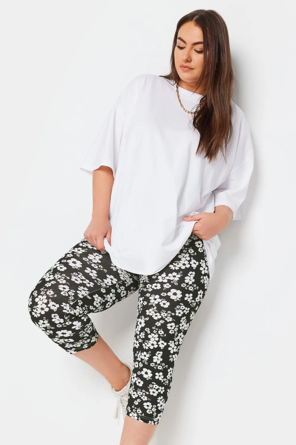 YOURS Curve 2 PACK Black Aztec Print Cropped Leggings