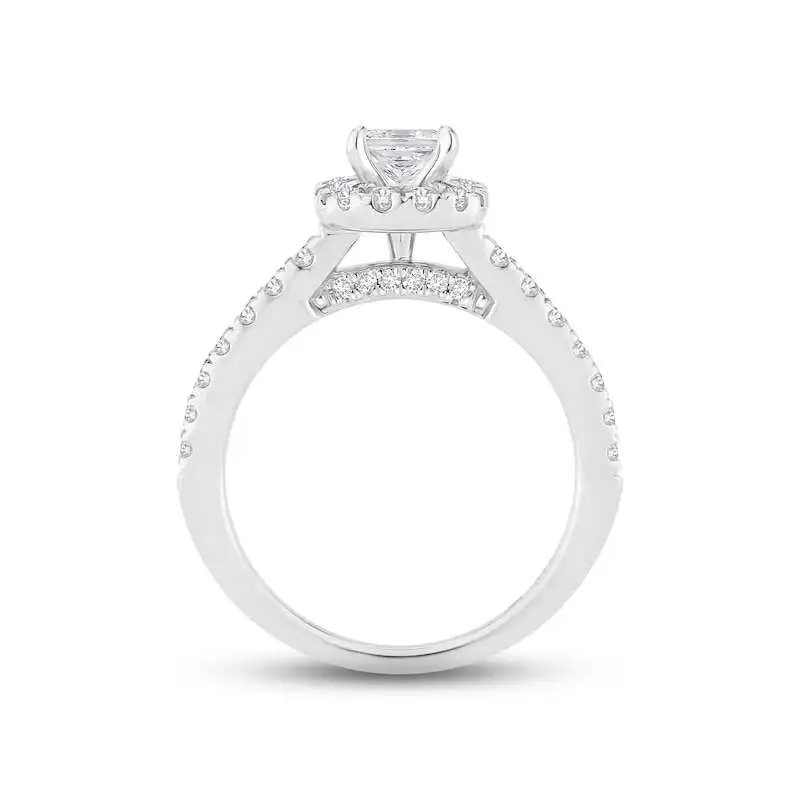 Diamond Engagement Ring 1-1/6 ct tw Princess & Round-cut 14K White Gold