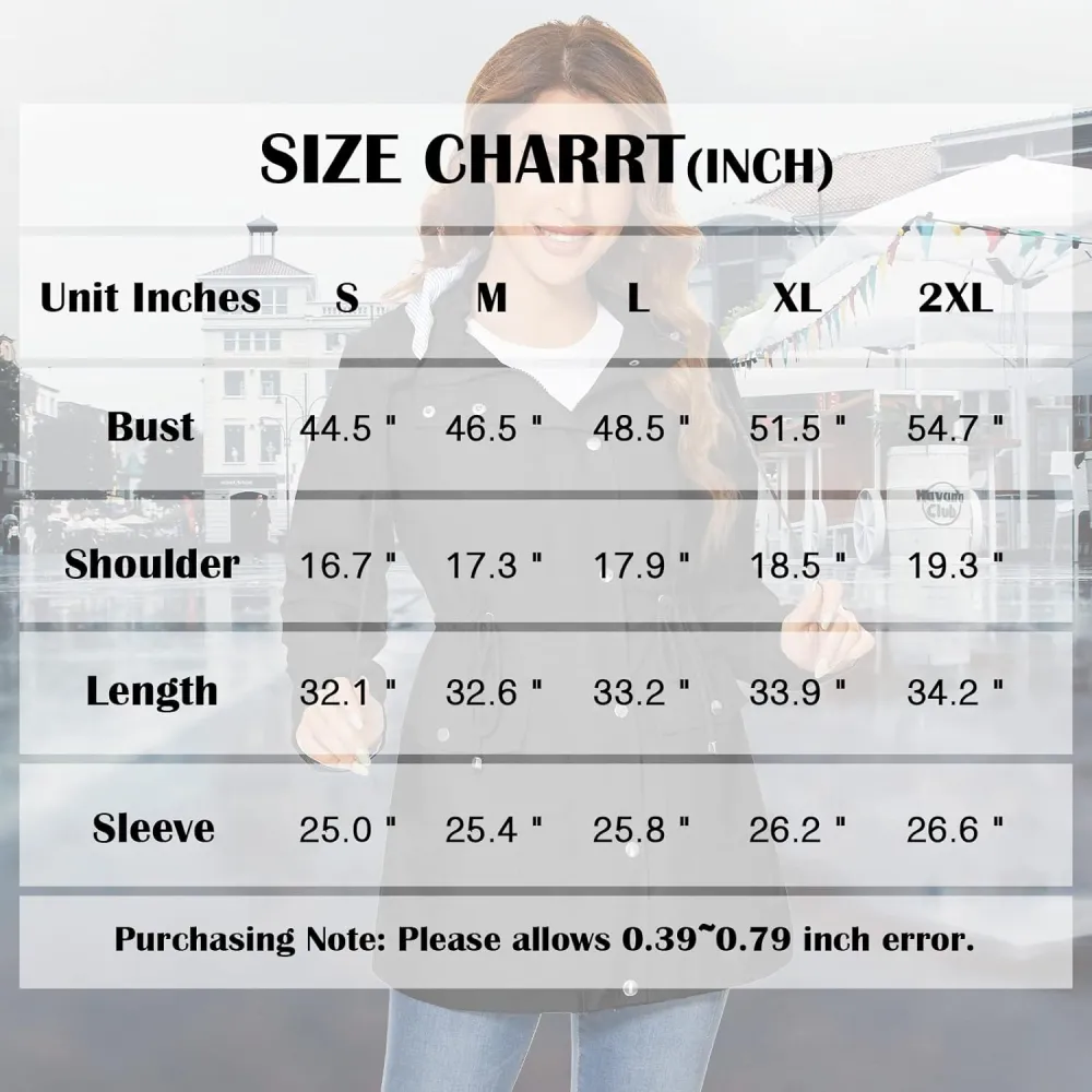American Trends Rain Jackets for Women Waterproof with Hood Long Rain Coat Windbreaker Jacket
