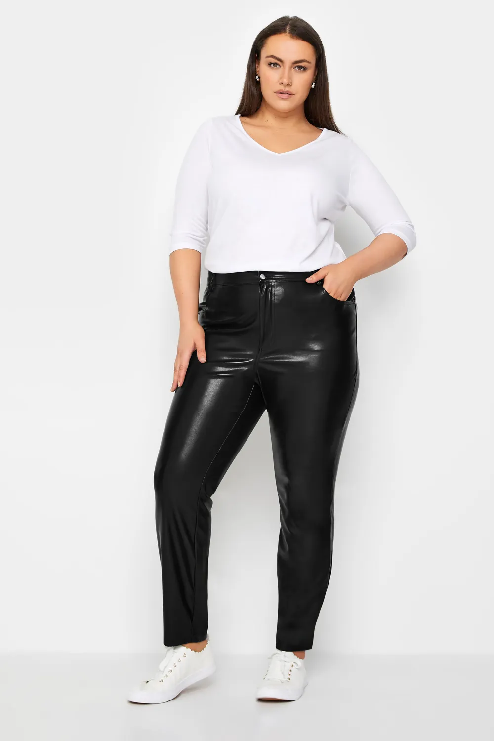 Evans Black Faux Leather Leggings