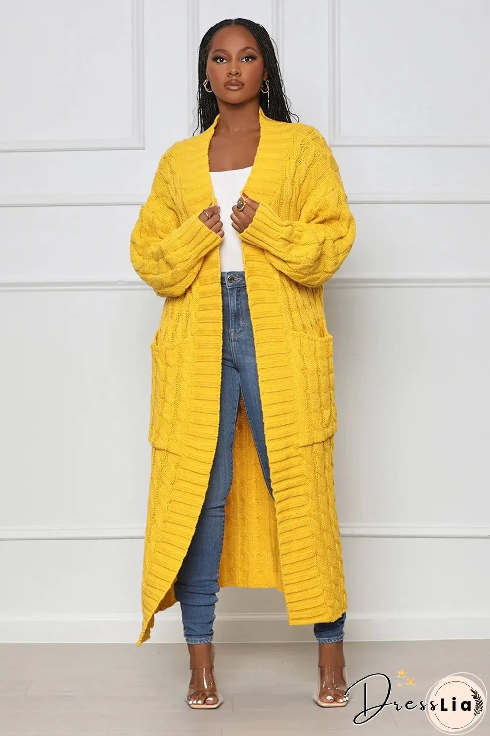 Winter Crochet Loose Long Twist Sweater Cardigan