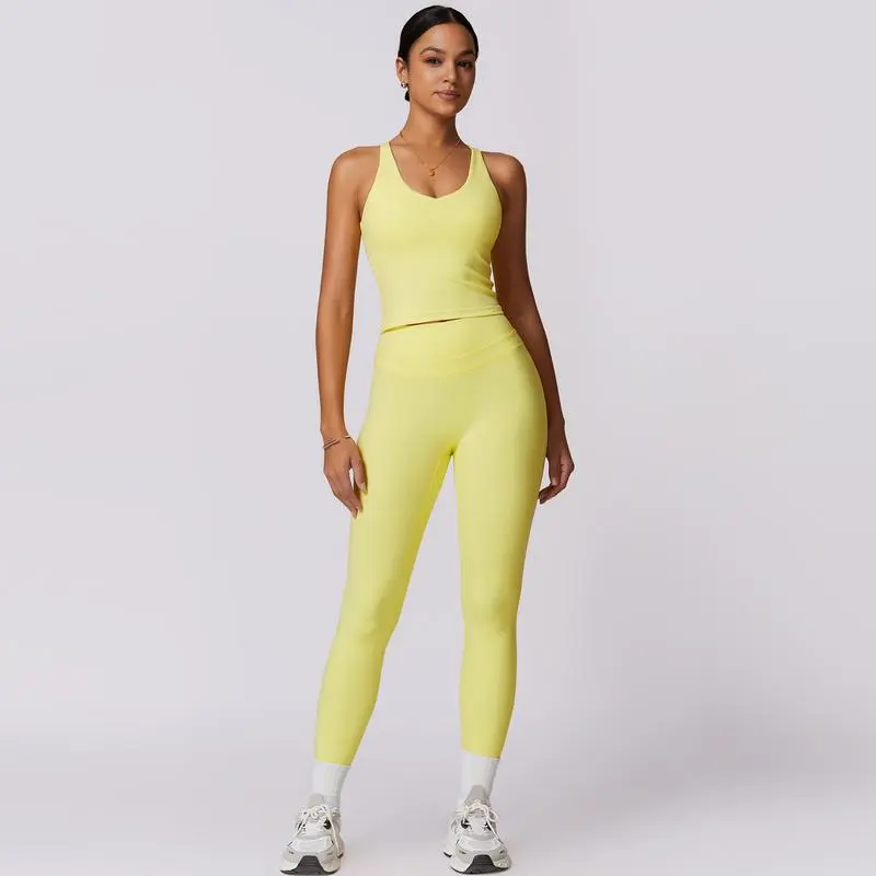 Women's Crisscross Back Tank & High-Waist Butt-Lift Leggings Set