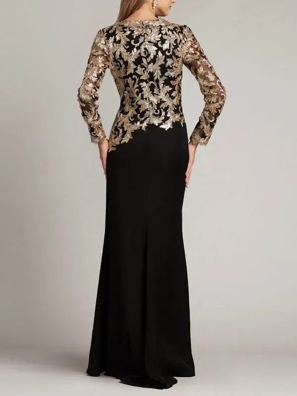 Velvet with rope embroidery ladies dress