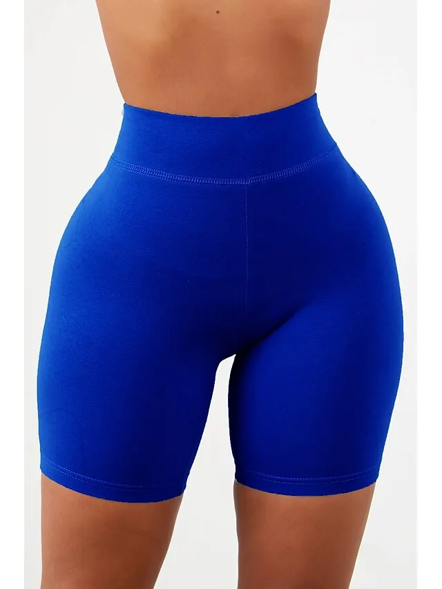 Women's Shorts Leggings Biker Shorts Short Stretchy Mid Waist Workout Daily Weekend Black White S M Spring & Summer