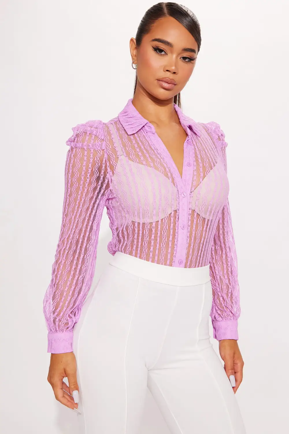 Penelope Sheer Bodysuit - Lavender