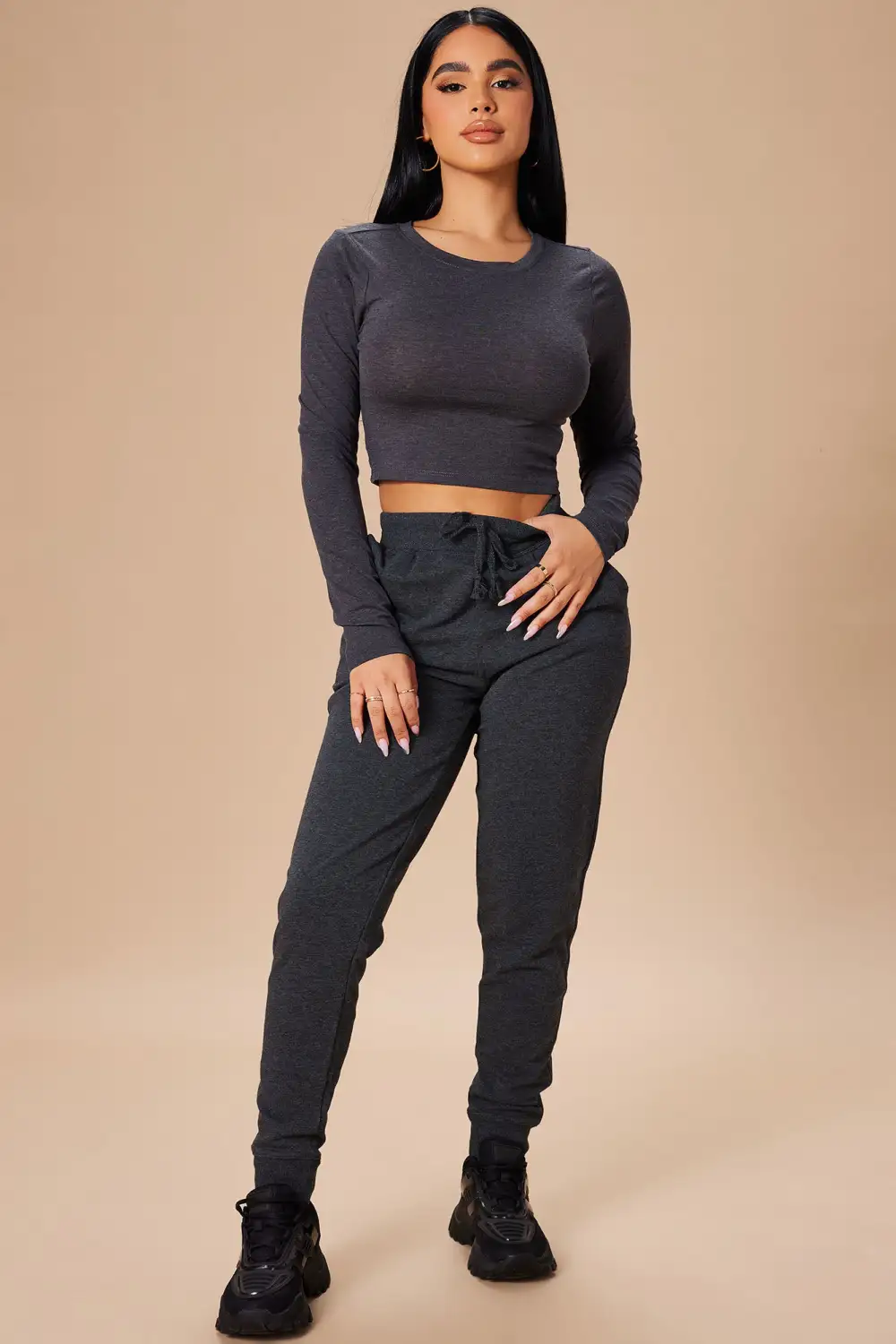 Robin Long Sleeve Top - Charcoal