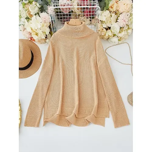 Women's Sweater Pullover Jumper Criss Cross Knitted Solid Color Stylish Casual Long Sleeve Regular Fit Sweater Cardigans V Neck Fall Winter Blue Purple Pink / Holiday / Going out