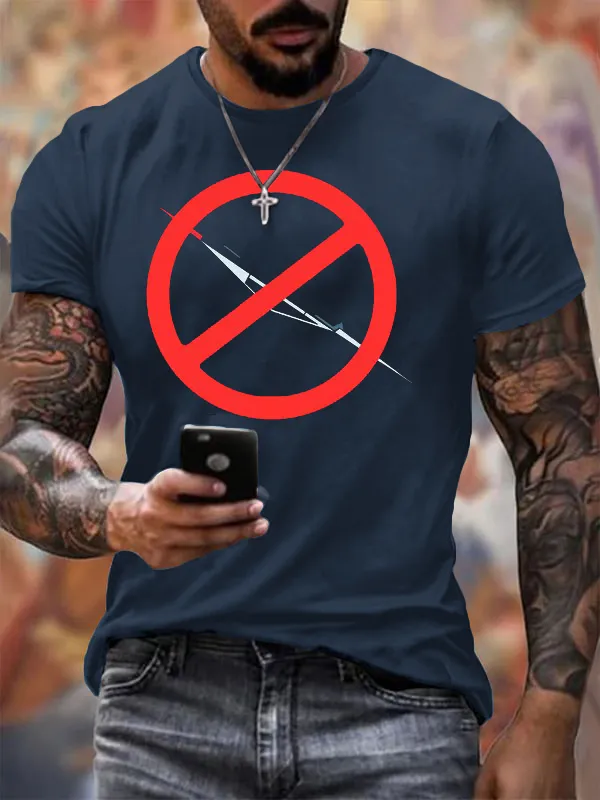 Men'S Retro Printed Casual Crew Neck T-Shirt