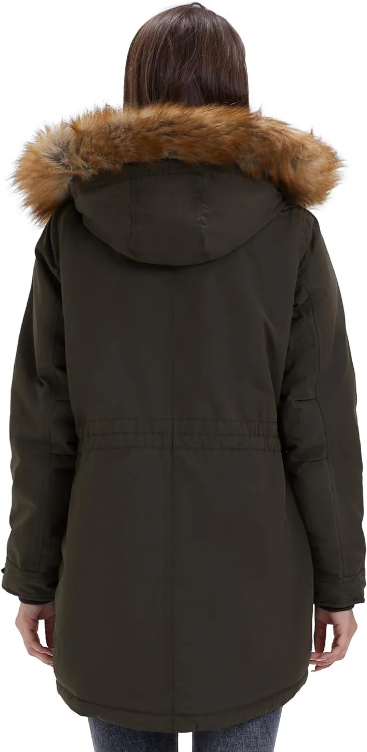 Women's Winter Coats Fleece Lined Parka Jacket Hooded Long Winter Warm Parka Coat with Pockets
