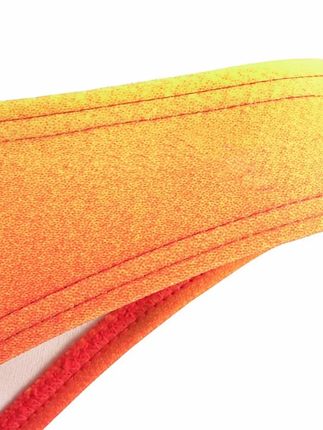 Women's Swimwear Bikini 2 Piece Normal Swimsuit Halter 2 Piece Open Back Sexy Printing Gradient Color Red Green Halter V Wire Bathing Suits Sexy Vacation Fashion