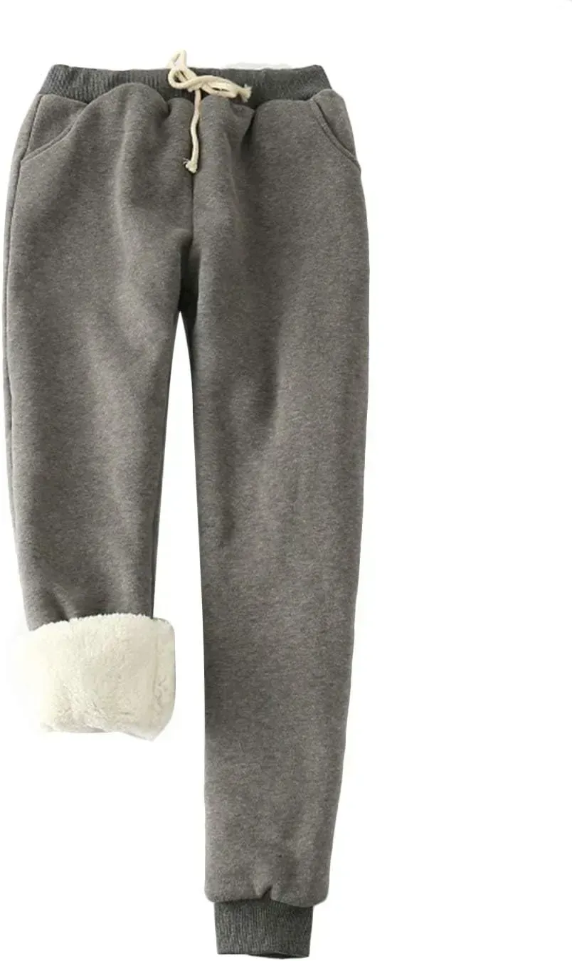 Women's Winter Warm Athletic Sweatpants Sherpa Lined Joggers Fleece Pants