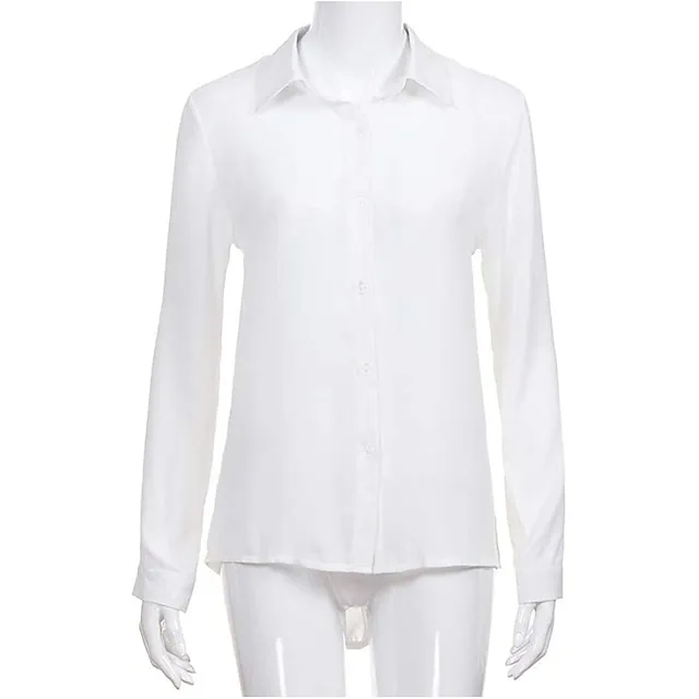 Women's Blouse Shirt Plain Shirt Collar Business Basic Elegant Tops Blue Yellow Gray