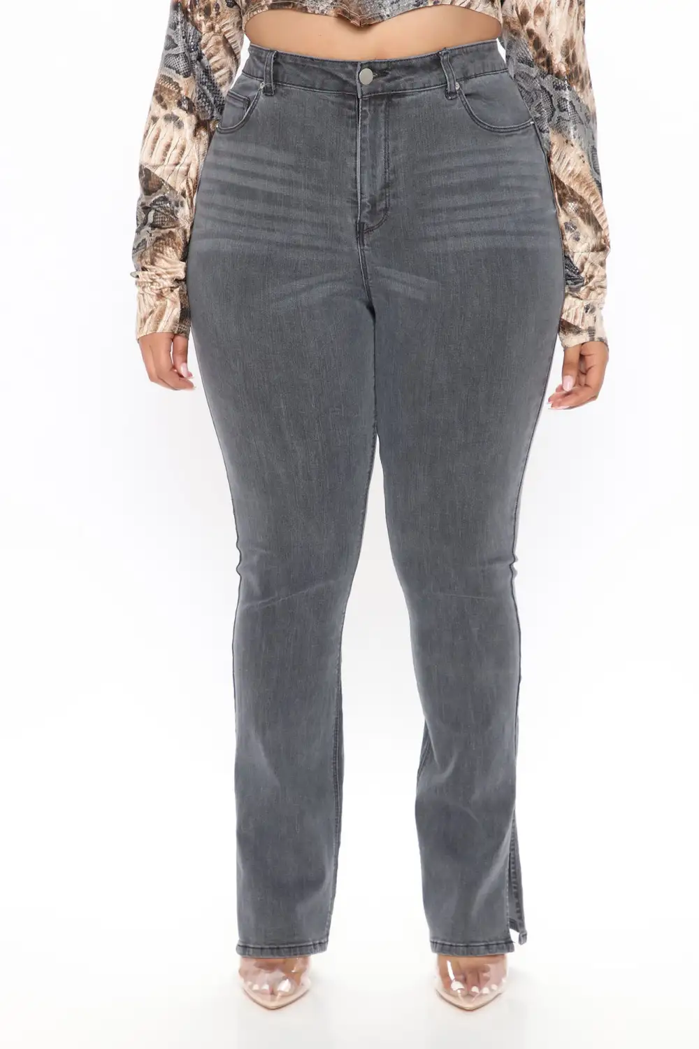 Soho Side Split Skinny Jeans - Grey