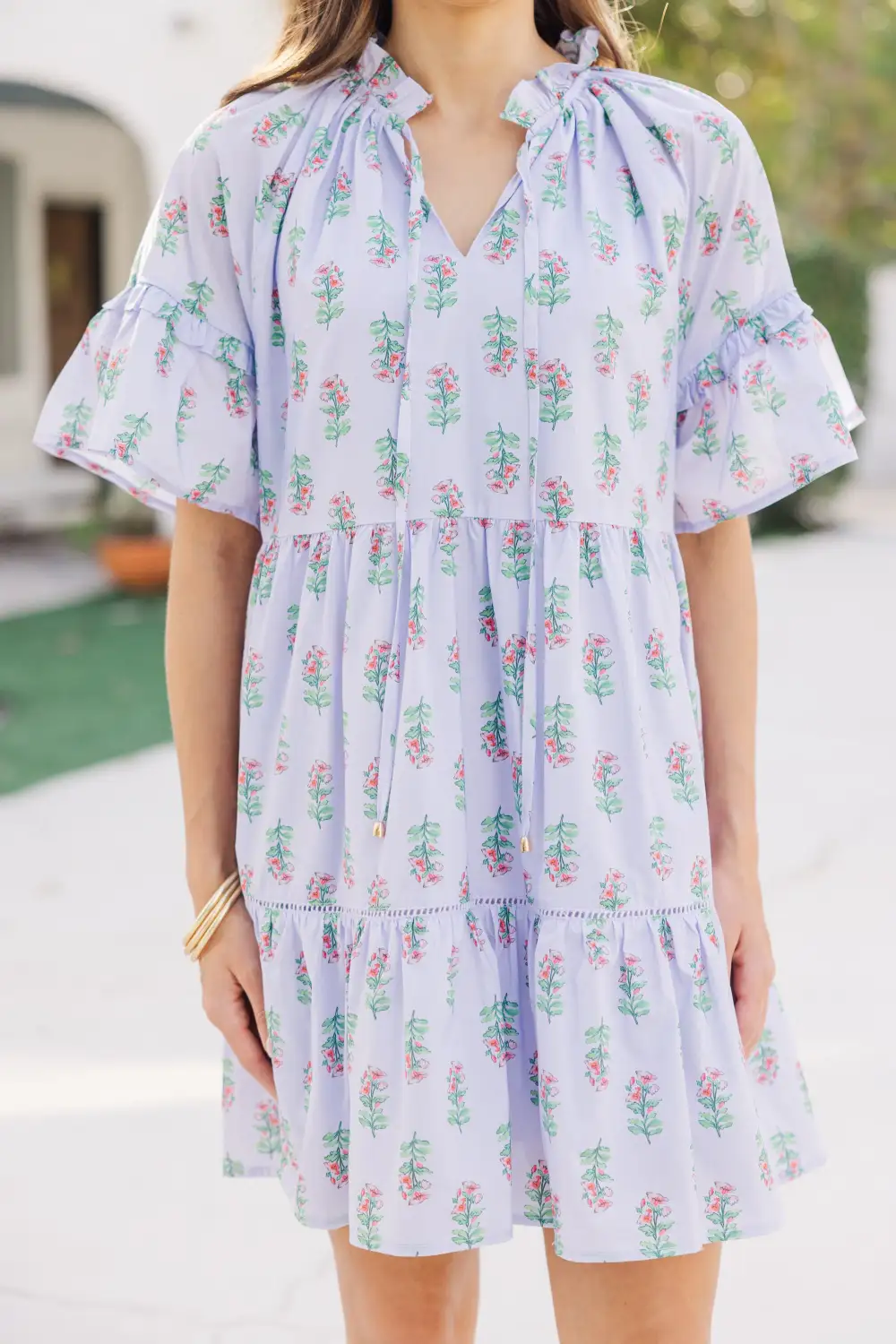 Let It Shine Periwinkle Floral Babydoll Dress