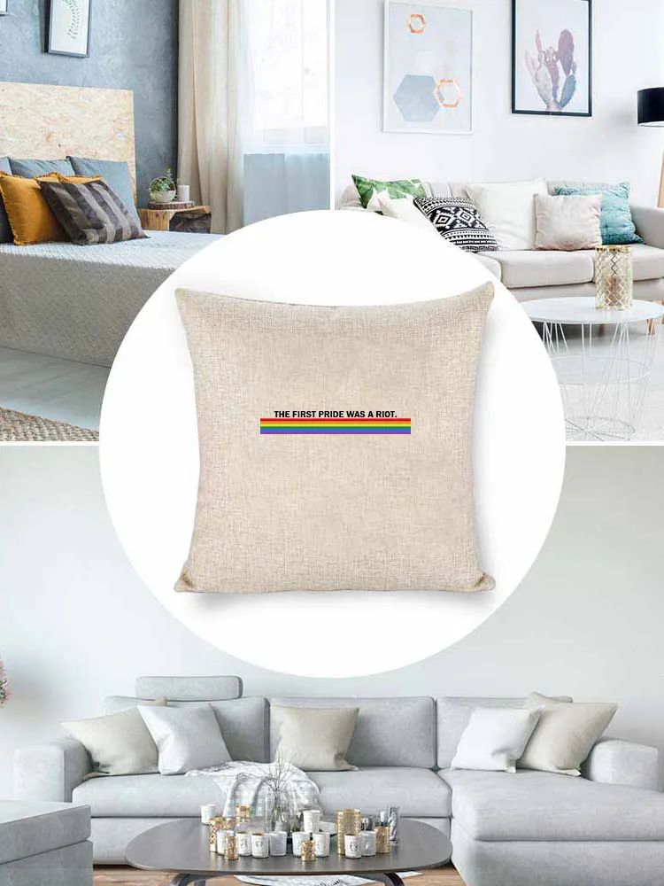 Linen Throw Pillow With The First Pride Was A Riot Throw Pillow