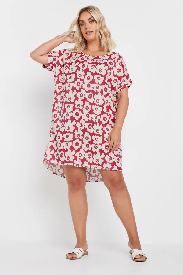 YOURS Curve Red Floral Print Tunic Dress