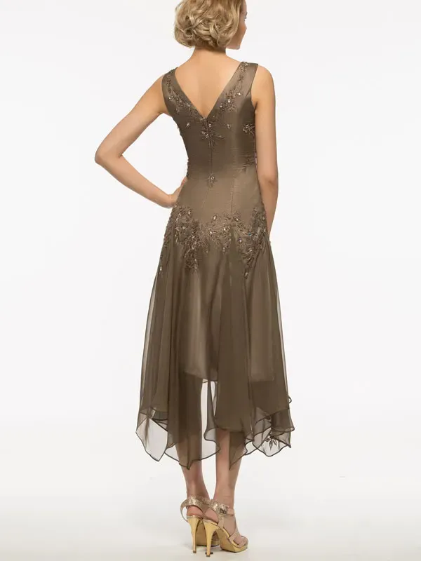 Embroidery Asymmetry Mother of the Bride Dress with Jacket