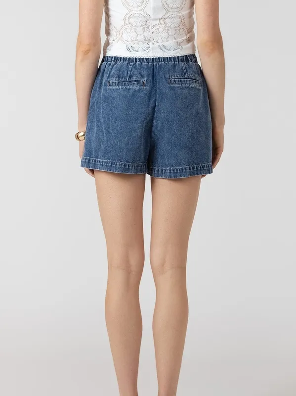 Drawstring Denim Pull-On Shorts