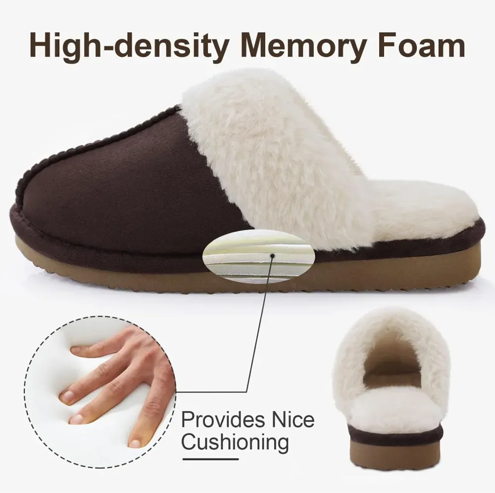 Women's Fuzzy Memory Foam Slippers Fluffy Winter House Shoes Indoor and Outdoor