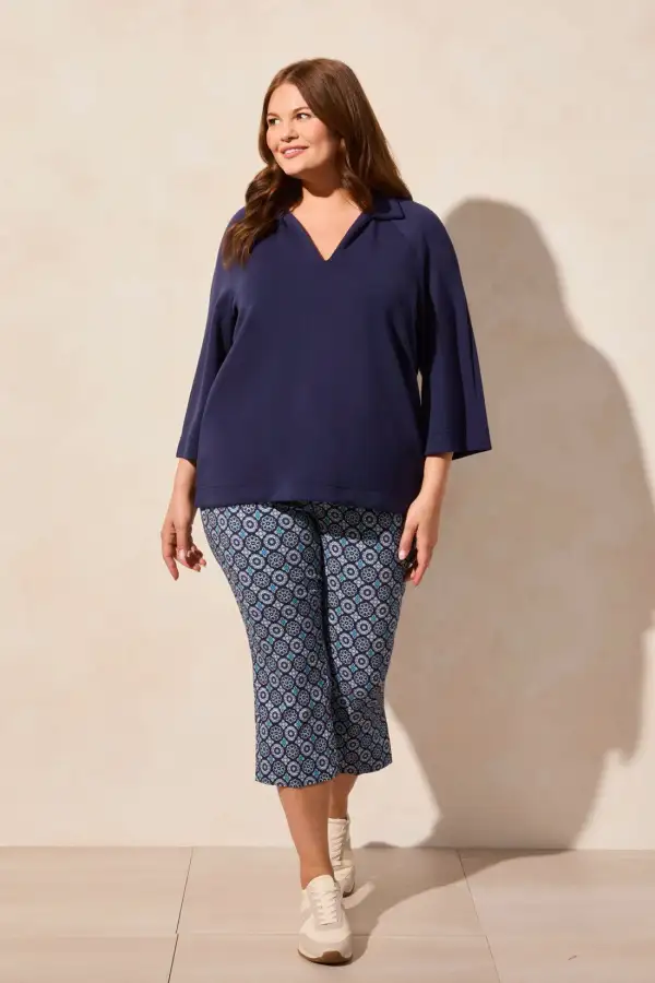 Techno Lux Johnny Collar Polo Top-Jet Blue