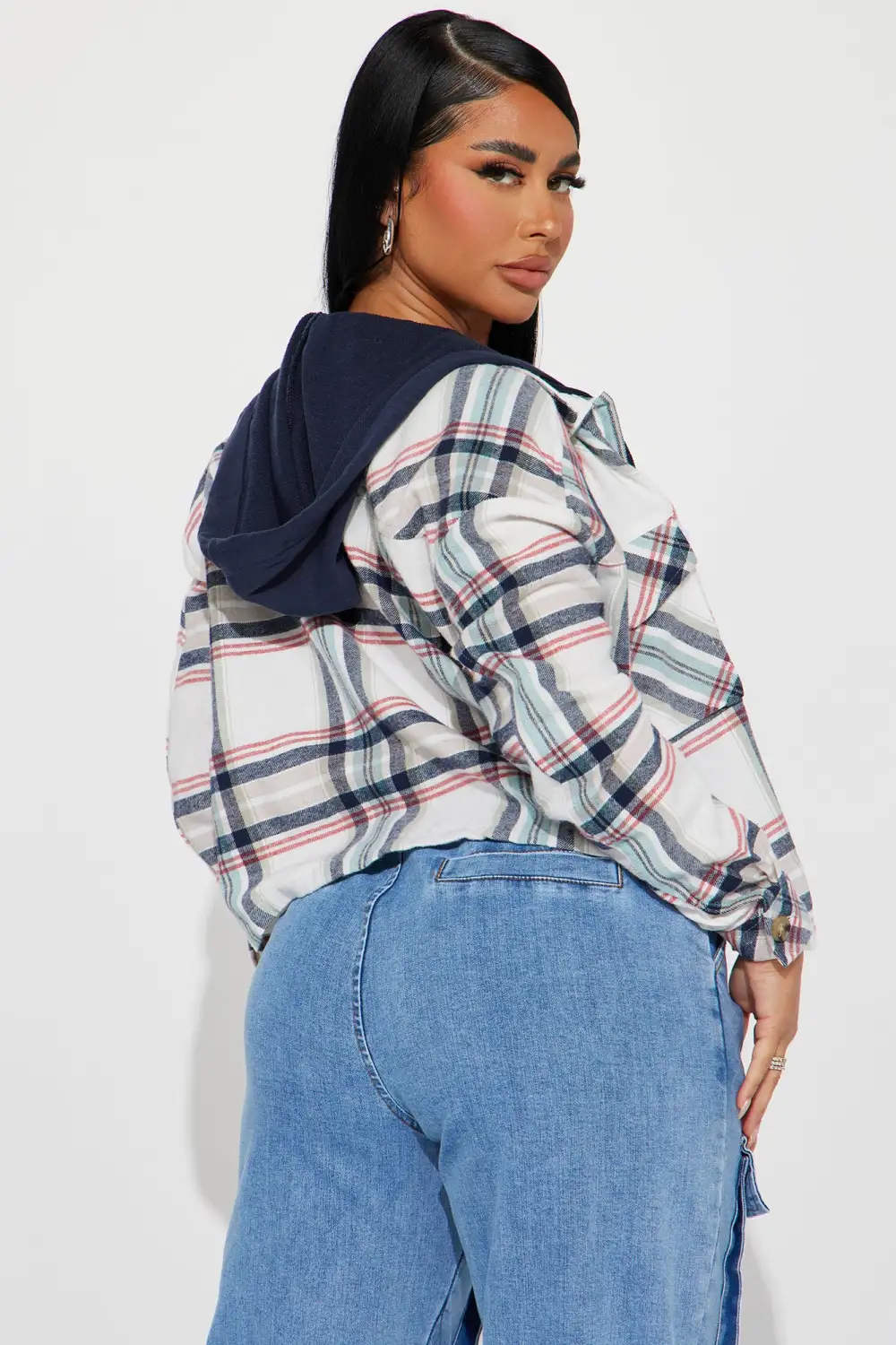 Prime Plaid Hooded Shirt - Blue/combo