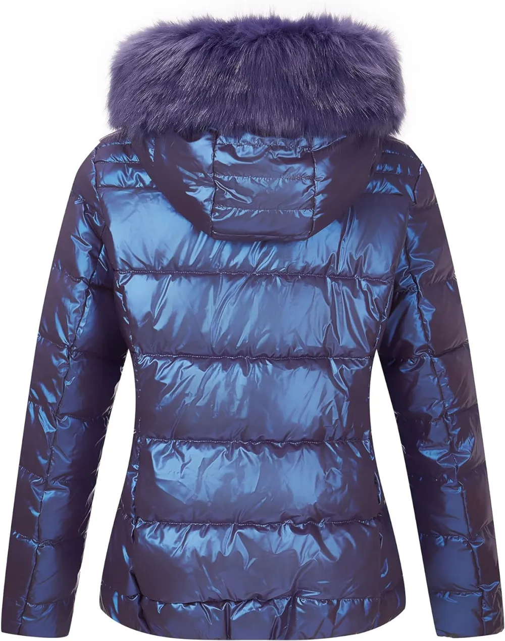Womens Lightweight Puffer Jacket, Winter Coats for Women Warm Quilted Bubble Padded Hood Coat with Faux Fur Collar