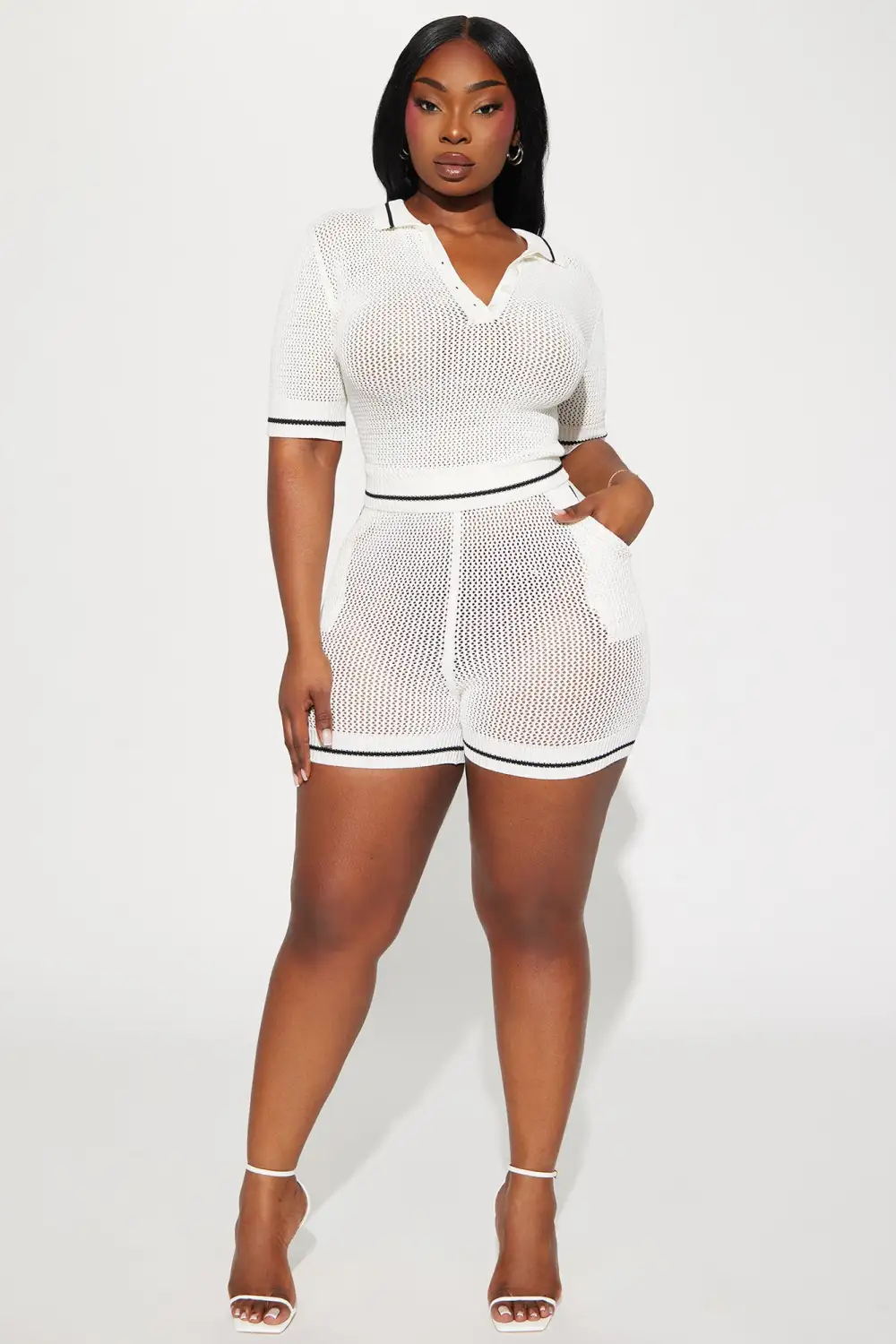 Ready To Play Crochet Short Set - White