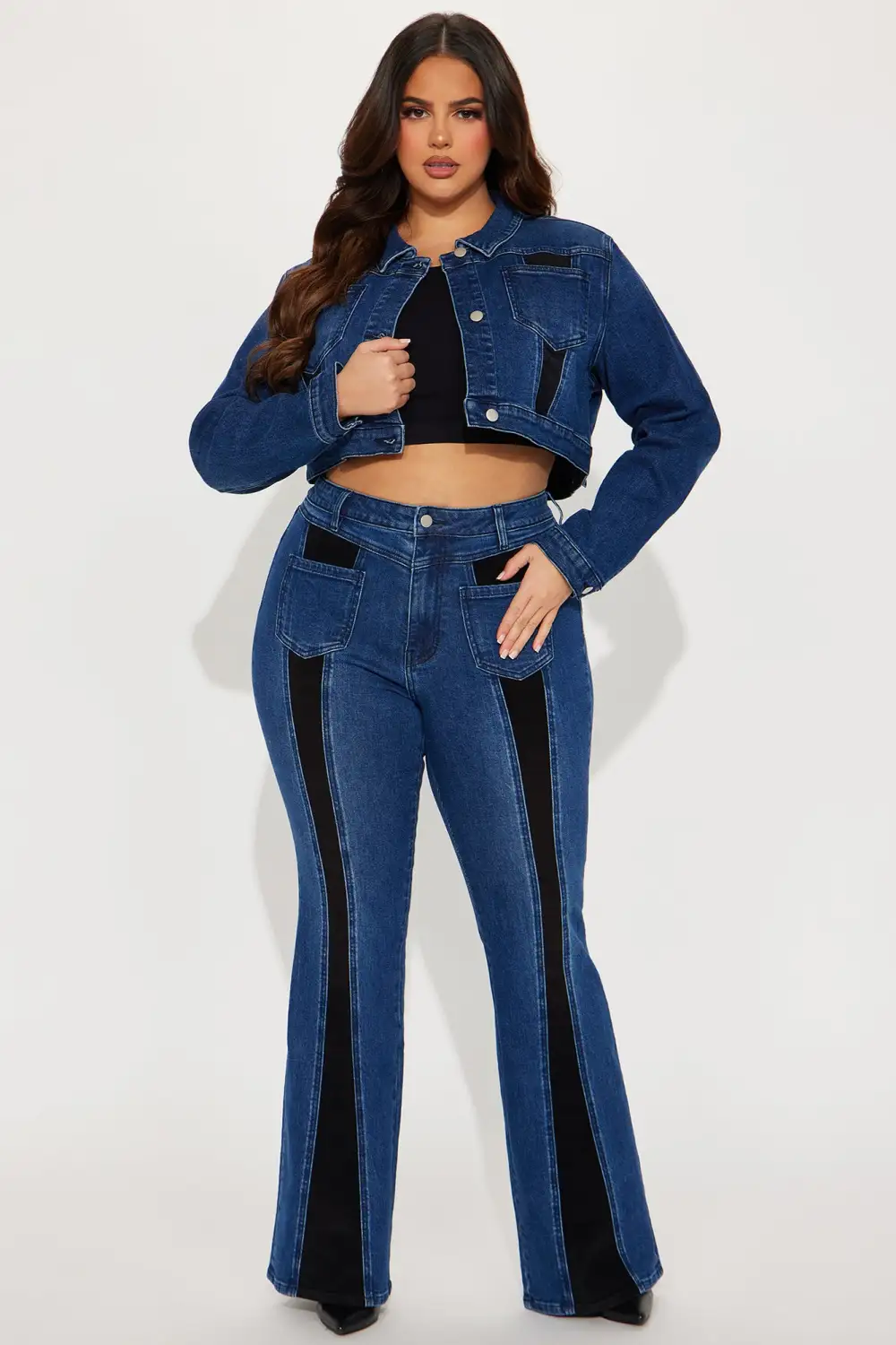 Splitting Ways Stretch Flare Jeans - Medium Wash