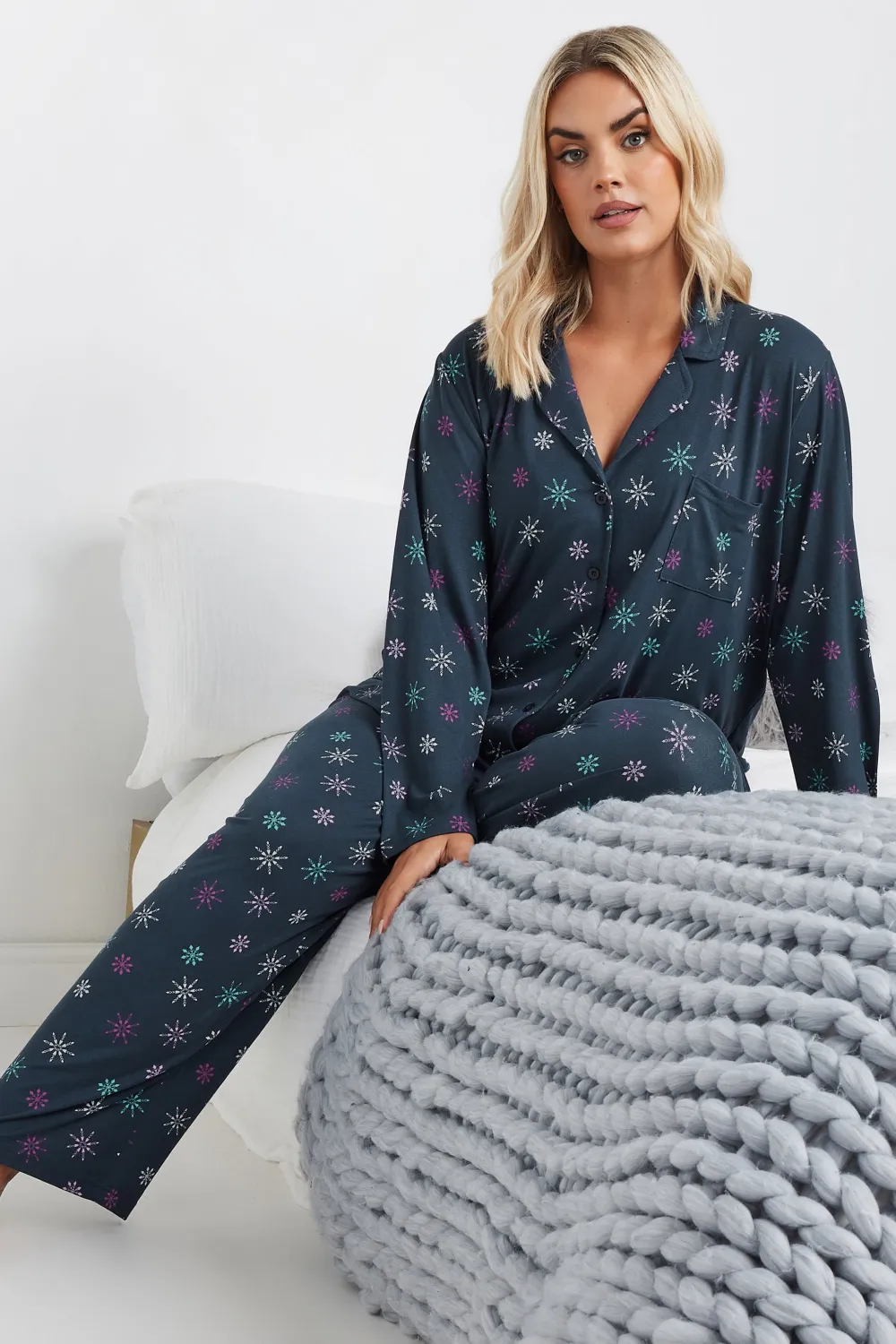 YOURS Curve Red Check Print Soft Touch Pyjama Set