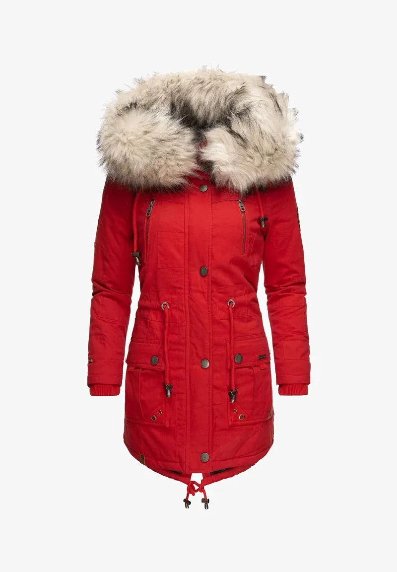Women‘s Fashion Red Parka Coat