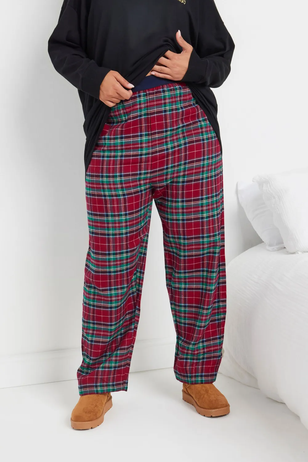 YOURS Curve Red Boyfriend Check Pyjama Bottoms