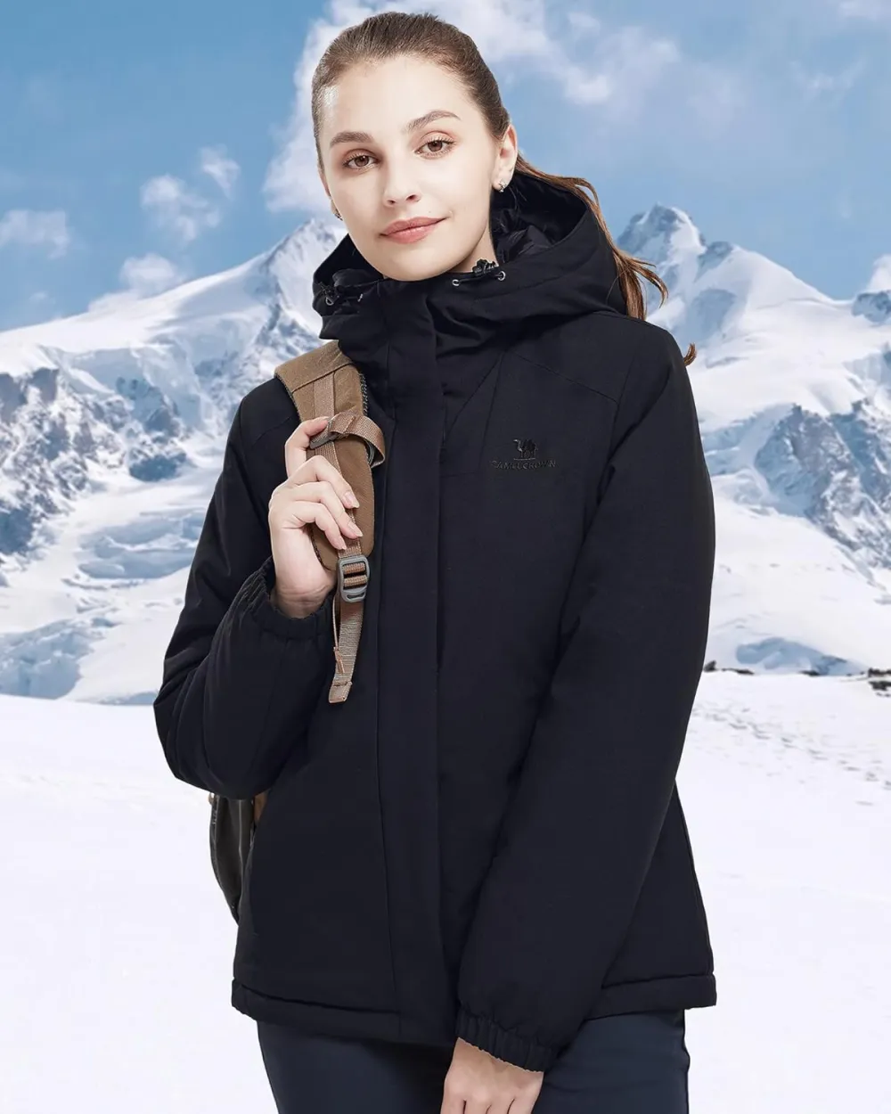 Women's Waterproof Mountain Ski Snow Jacket with Fleece Outdoor Windproof Raincoat Hooded for Fall and Winter