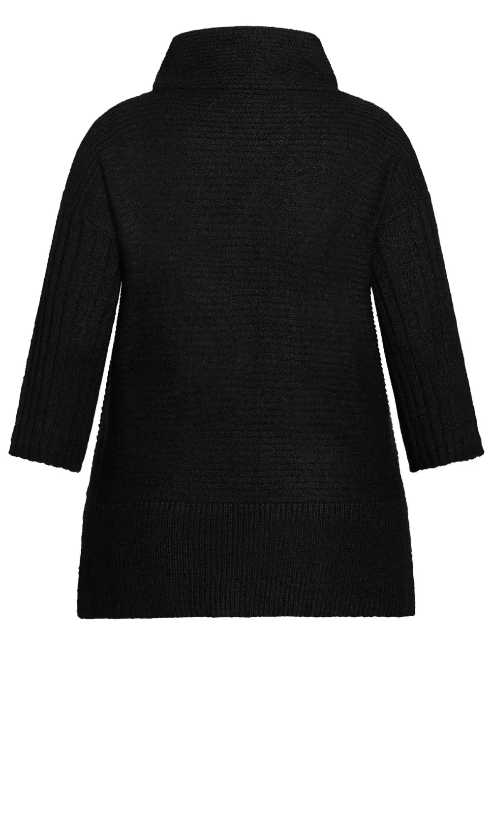 Evans Black Roll Neck Ribbed Knit Jumper