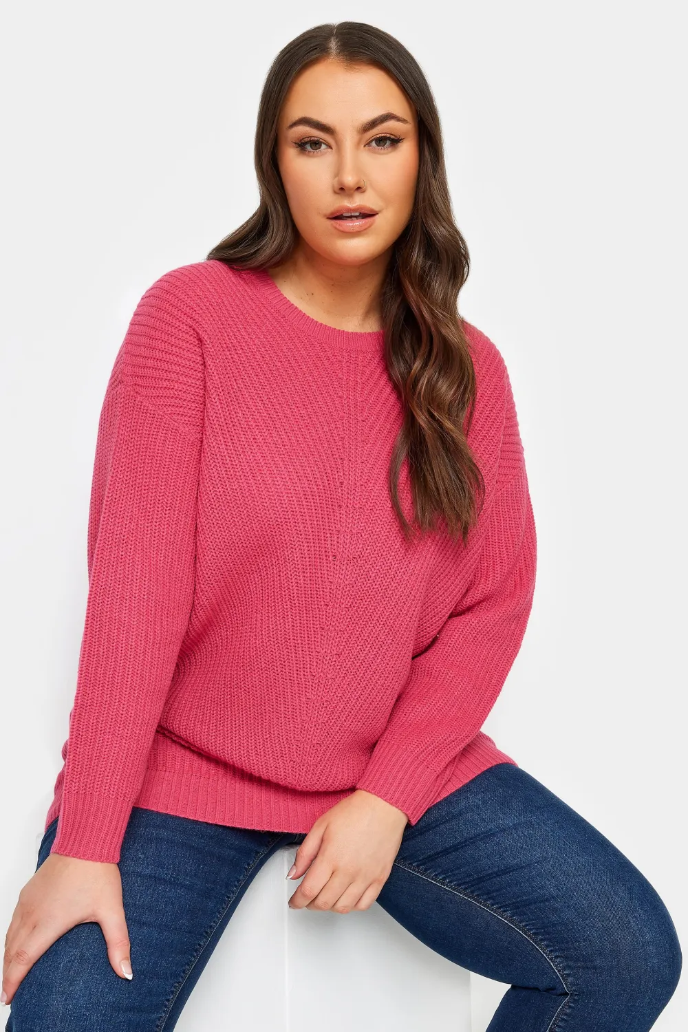 YOURS Curve Pink Essential Knitted Jumper