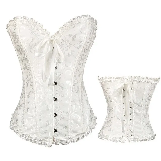 Corset Women's Corsets Trachtenmieder Christmas Halloween Wedding Party Birthday Party Plus Size Black White Wine Country Bavarian Overbust Corset Hook & Eye Lace Up Tummy Control Push Up Jacquard