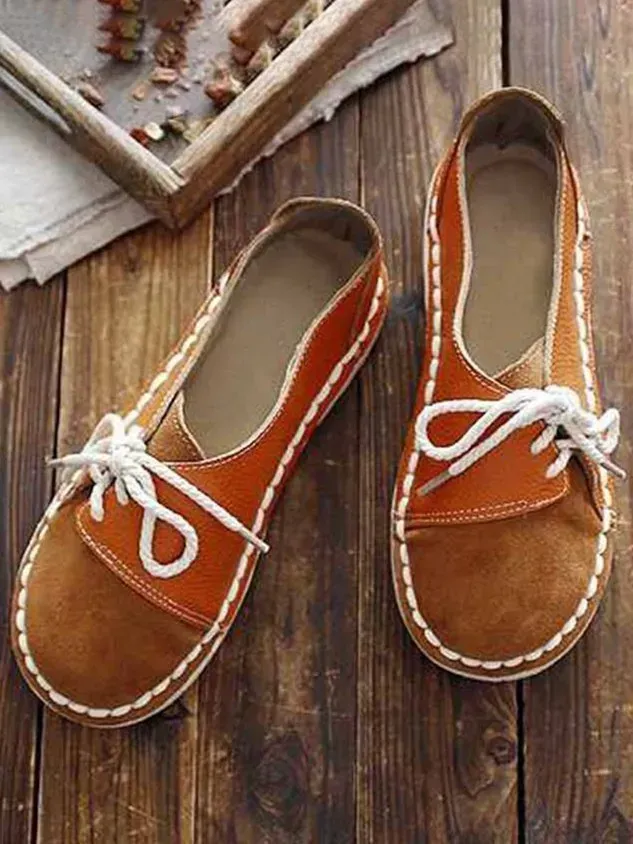Women's Casual Vintage Round Toe Flats All Season Shoes