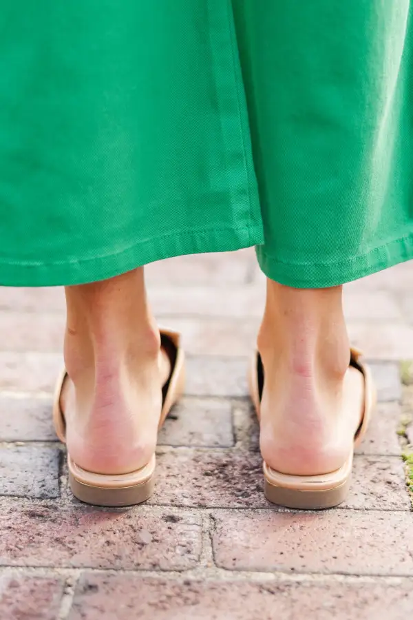 Official Business Beige Brown Flat Mules